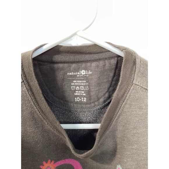 Girls Natural life graph sweatshirt be happy floral boho brown - Picture 5 of 9